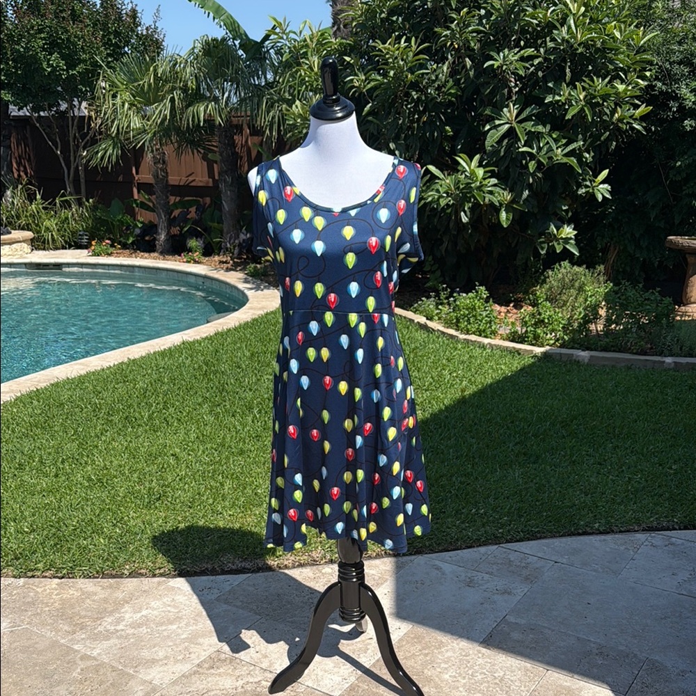 Colorful Christmas Light Print Dress